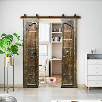 Authentic Antique Double Door Rustic Wine Room Barndoors